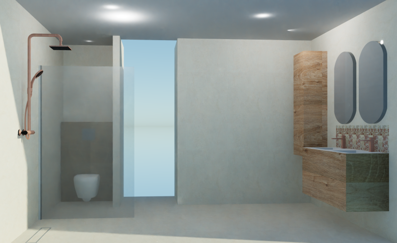 Rénovation de salle de bain clé main et WC suspendu à Villette d'Anthon proche de Lyon carrelage effet bois et ton pierre chez Point P Lyon