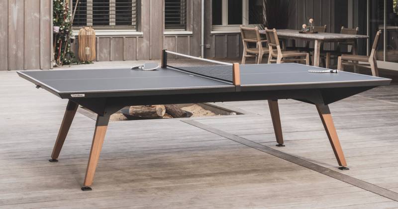 Cornilleau- Table de Ping-Pong Origin Outdoor - Noir et piètement en bois  - 152.5x274 Lyon et France entière